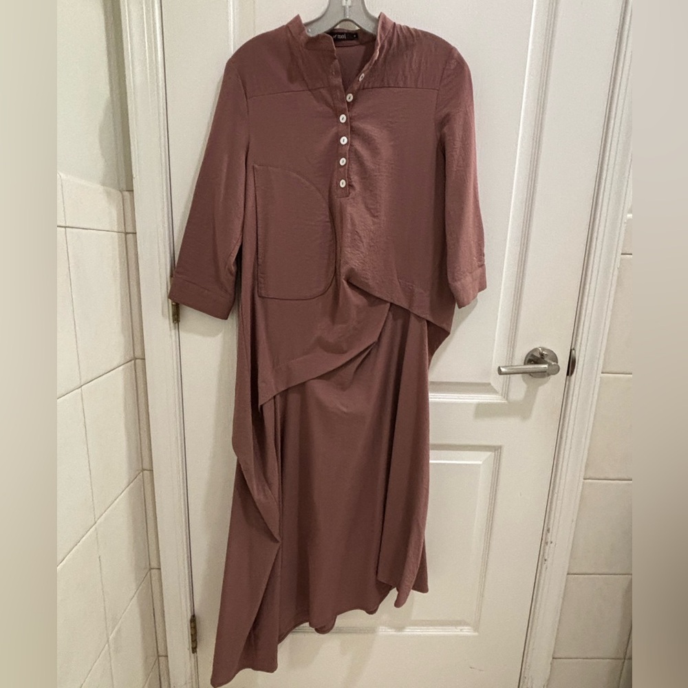 Chic Asymmetrical Dusty Rose Dress